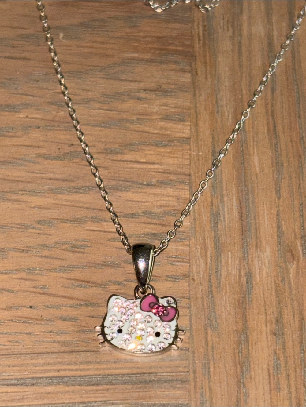 Sanrio Hello Kitty Sterling Silver Crystal Pendant Necklace